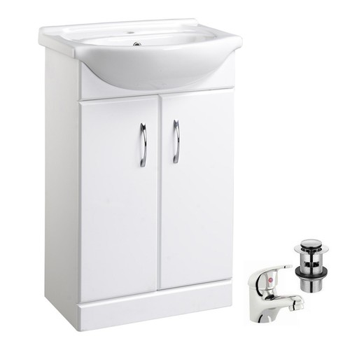 White 550mm two door bathroom - two,